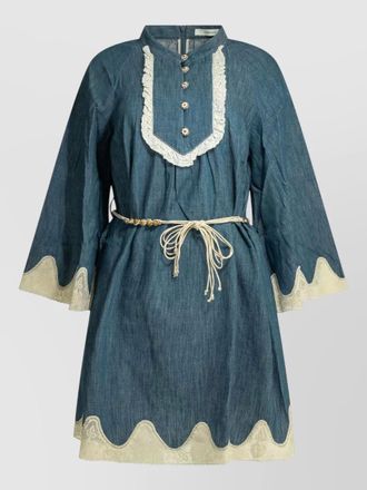 Zimmermann awaken lace dress button detail belt