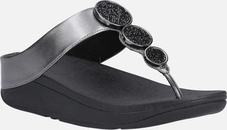 FitFlop Womens Fitflop Halo Polyurethane Womens Pewter Black Sandals - Size: 6