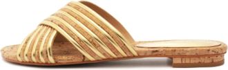 Schutz Womens Latifah Sandals In Gold Natural