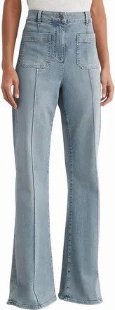 Reiss Sakura Pintuck Patch Pocket Wide Leg Jeans in Light Blue at Nordstrom, Size 25