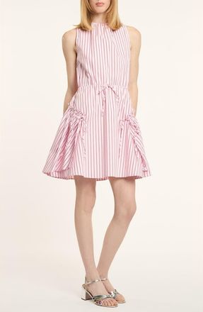 Cinq &agrave; Sept Leylani Rose Stripe Cotton Blend Dress in Cotton Candy/crimson Plum at Nordstrom, Size 10