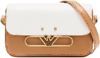 Emporio Armani Leren Schoudertas met Metalen Adelaar Logo - Dames - Schoudertassen - Bruin - ONE Size - Katoen - Tassen