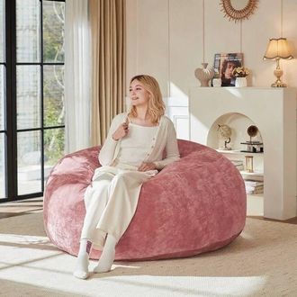 Direct Wicker Large 6-Foot Bean Bag Sofa Chair, Soft Reading Lounger for Adults in Pink | Size: 1 Pack