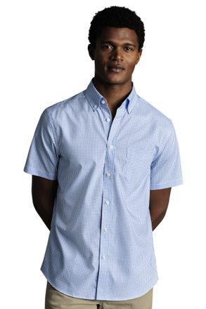 CHARLES TYRWHITT Non-Iron Stretch Check Short Sleeve Shirt