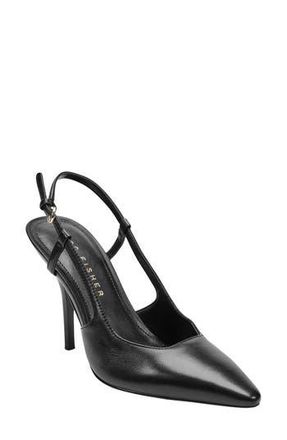 Marc Fisher Torry Slingback Pointed Toe Pump in Black Leather at Nordstrom Rack, Size 5.5