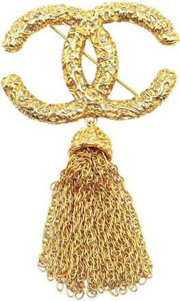 Chanel Halsketten - 1993 Gold Plated CC Fringe Brooch - Gr. unisize - in Gold - für Damen