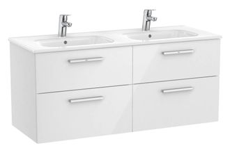 Roca Roca - Conjunto De Mueble Con Cuatro Cajones Y Lavabo Doble Victoria Color: Blanco Brillo