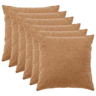 vidaXL Funda De Almohada 6 Pcs Heerlen Beige 55 X 55 Cm Boucl&eacute; Vidaxl