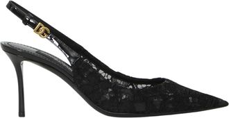 Dolce & Gabbana Lace Slingback - Dames - Pumps - Zwart - 37 EU - Katoen - Schoenen
