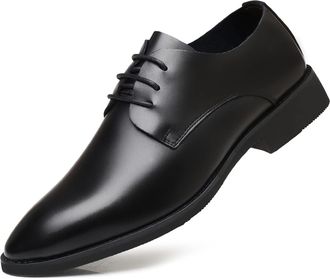 Generic Dress Oxford Formal Shoes for Men Lace Up Derby Shoes Round Toe Faux Leather Rubber Sole Slip Resistant Anti-Slip Business(Warm Black,5.5 UK)