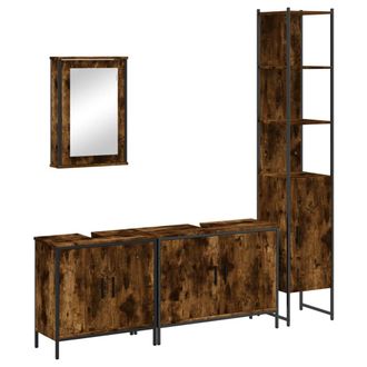 vidaXL Vidaxl - Set De Muebles Ba&ntilde;o 4 Pzas Madera Contrachapada Roble Ahumado