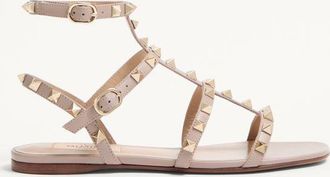 Valentino Garavani Sandalo Basso Rockstud In Vitello Con Cinturini Donna SKIN 34.5