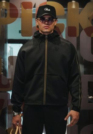 Siksilk Mens Black Cropped Full Zip hoodie XL