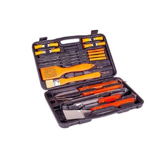Trade Shop Trade Shop - Set Barbecue 18 Pezzi Con Valigetta Bbq Grill Acciaio Inox Manico Legno 6498010
