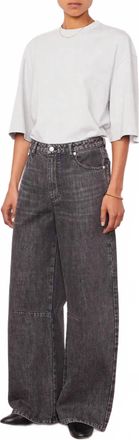 Officine G&eacute;n&eacute;rale Sora Denim Wide Leg Jeans In Anthracite