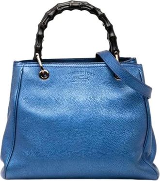 Gucci Pre-owned Handbags, female, Blue, Size: ONE SIZE Pre-owned The Bamboo Shopper