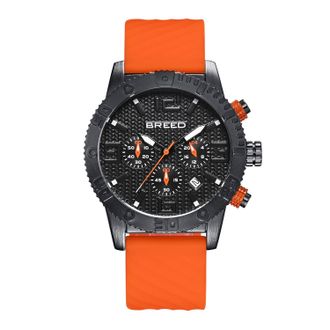 Breed Double Agent Chronograph Watch, Black Silicone Strap, 44 mm