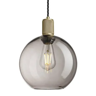 Industville Knurled Glass Globe Pendant Light - 9 Inch in Light Grey | Size: 9 inches