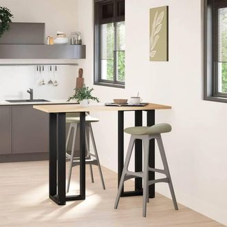 Berkfield Home Bar Table Legs T-Shaped&not;2 pcs Black 50x35x(100-101) cm Steel