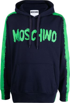 Moschino logo-print pullover hoodie - men - Cotton - 54 - Blue