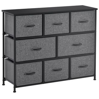 HOMCOM Chest of Drawers Bedroom Dresser with 8 Fabric Drawers - Dark Grey | TJ Hughes