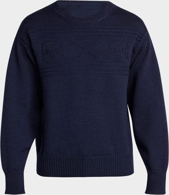 Alexander McQueen Men & apos;s Wool Skull-Textured Crewneck Sweater
