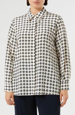Marina Rinaldi Lusso Silk Button-Up Shirt in Ivory at Nordstrom, Size 14W