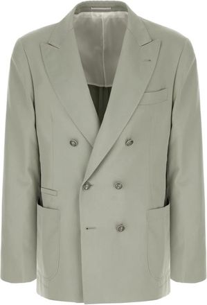 Brunello Cucinelli Double-breasted Blazer - Heren - Blazers - Groen - XL - Leer - Jassen