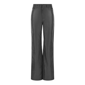 Rotate Rotate Birger Christensen, Broeken, Dames, Zwart, XS, Leer, Leren broek met rechte pijpen en middelhoge taille
