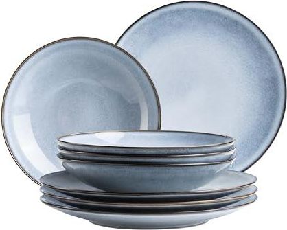 Mäser Mäser Serie Smokys Geschirr-Set für 4 Personen, 8 teiliges Tafelservice im Scandi Look, Steinzeug, blau ab 111,99 €
