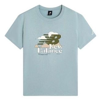 New Balance Logo Print Tee Sky Blue Green AMT22365-HAS
