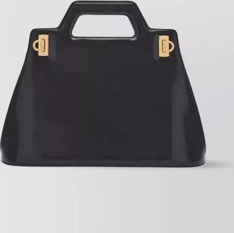Ferragamo leather tote structured with cut-out handle