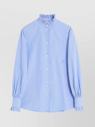 Valentino Garavani striped poplin shirt with ruffle detail