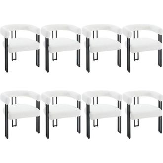 Woltu Set di 8 Sedie da Pranzo in Ciniglia Sedie da Cucina Moderne con Gambe in Metallo Sedie da Salotto per Soggiorno, Crema