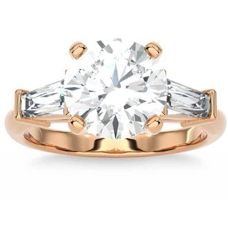 Pompeii3 Certified 2 5/8Ct 3-Stone Baguette Diamond Engagement Ring 14k Gold Lab Grown