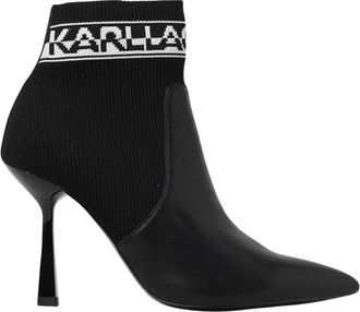 Karl Lagerfeld Gebreide Soklaarzen met Puntneus - Dames - Laarzen met Hak - Zwart - 41 EU - Schoenen