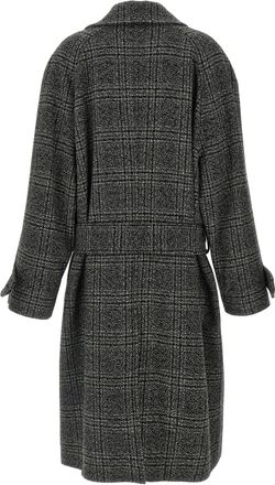 Balenciaga Wool Check Coat - Black