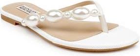 Badgley Mischka Dyana Flip Flop in White Leather at Nordstrom Rack, Size 5