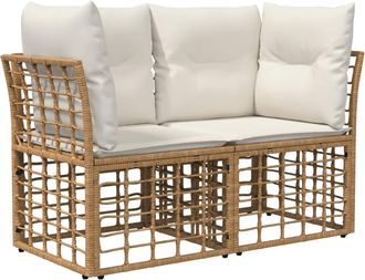 vidaXL Loveseat De Exterior 2 Uds. 2 Plaza Natural Y Crema Vidaxl