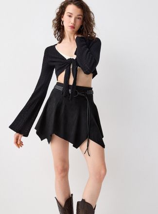 Twik Womens Belted faux-suede miniskirt