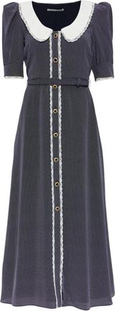 Alessandra Rich Polka Dot Midi Jurk - Dames - Casual kleedjes - Blauw - XS - Leer - Kleedjes