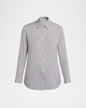 The Row Petra Striped Silk Poplin Button-Down Shirt