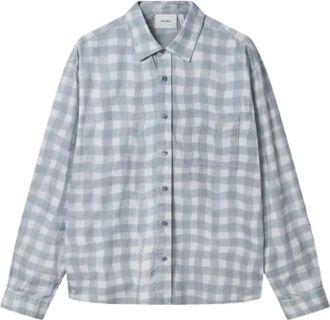 Axel Arigato Distort Gingham Overhemd - Heren - Casual Overhemden - Blauw - M - Katoen - Overhemden