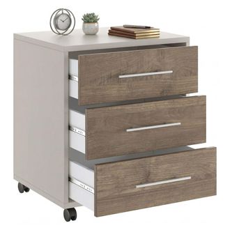 Dmora Cajonera Pisano, 3 Cajones, Con Ruedas, Apertura Deslizante, 43x40x57h Cm Beige