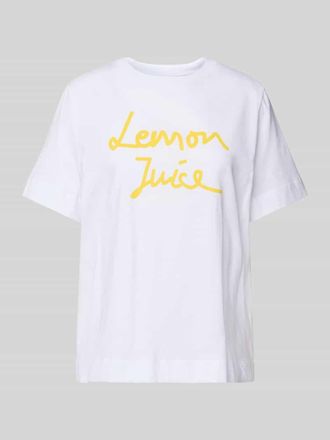 Rich & Royal T-Shirt mit geripptem Rundhalsausschnitt in Weiss, Gr&ouml;&szlig;e L