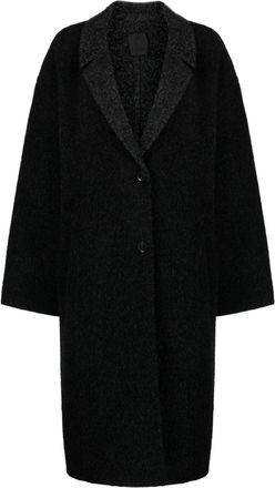 Givenchy contrasting-lapel single-breasted coat - women - Alpaca/Polyamide - 42 - Black
