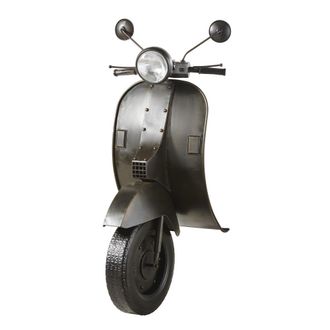 Maisons du monde Decoraci&oacute;n de pared luminosa en forma de scooter de metal negro 53x123