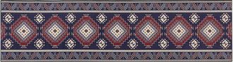 Beliani Beliani - Alfombra De Pasillo Con Motivo Oriental 80 X 300 Cm Antideslizante Azul Y Roja Kangal