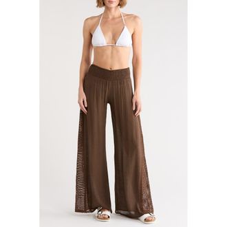 Elan Crochet Panel Cover-Up Pants in Chocolate at Nordstrom Rack, Size X-Small