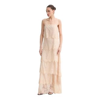 Aniye By Kleedjes, Dames, Beige, S, Polyester, Lace Maxi Jurk